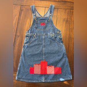 OshKosh Christmas Jean Dress Adjustable Straps Size 6